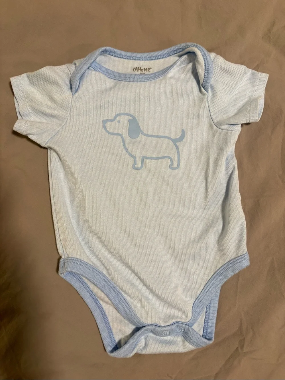 Little Me 9M Light Blue Dog Onesie & Shorts Set